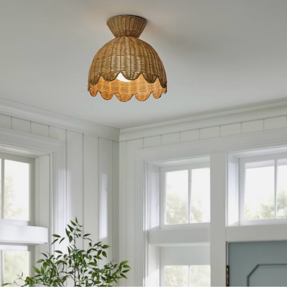 Studio McGee Scalloped Woven Flush Mount Ceiling Light - Threshold Lamps - Picture 2 of 8